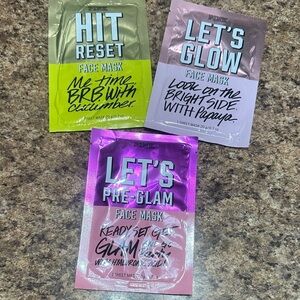 PINK Victoria's Secret Let's Pre-Glam Reset Glow Face Masks Lot of 3 masks